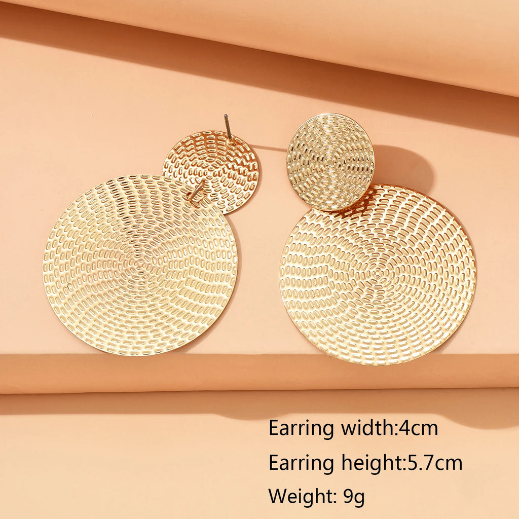 Geometric Metal Round Earrings