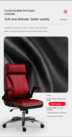 Genuine Leather Boss Chair, Office Chair, Comfortable for Long Periods of Sitting, Can Lie Down for Nap, Computer Swivel Chai
