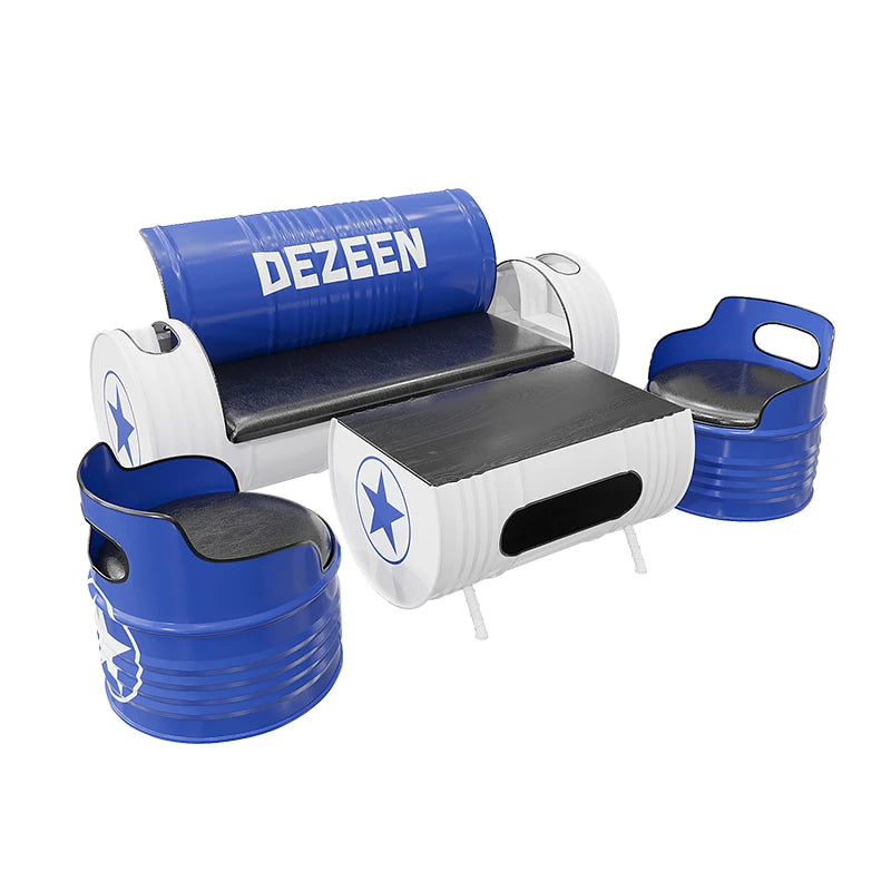 Industrial style sofa coffee table combination Internet celebrity creative bar clear bar milk tea shop table and chair oil drum