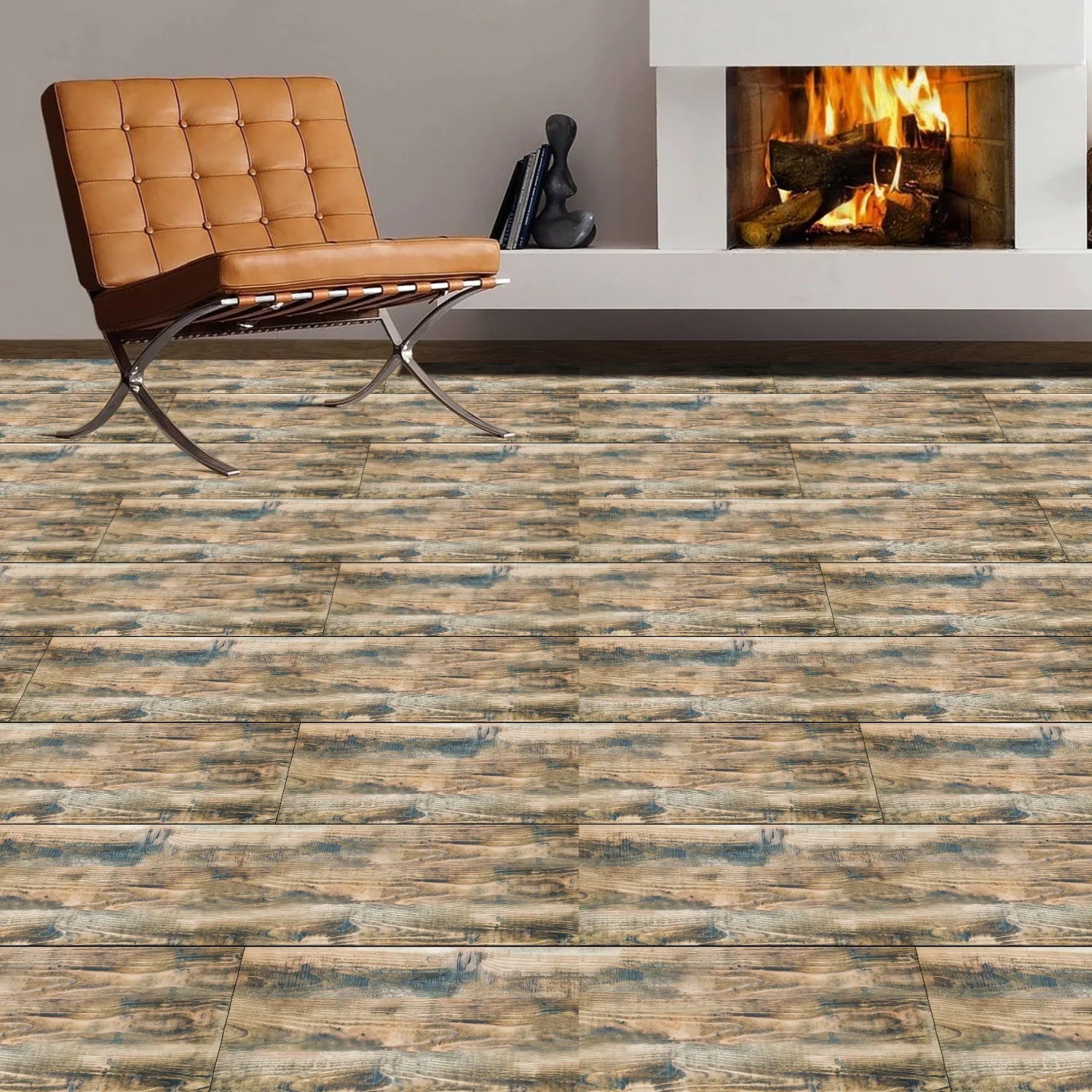 15x90cm Wood Grain Floor Sticker 0.72mm Thick Self-Adhesive PVC Waterproof Wall Stickers Kitchen Bedroom Ground Cover Decal