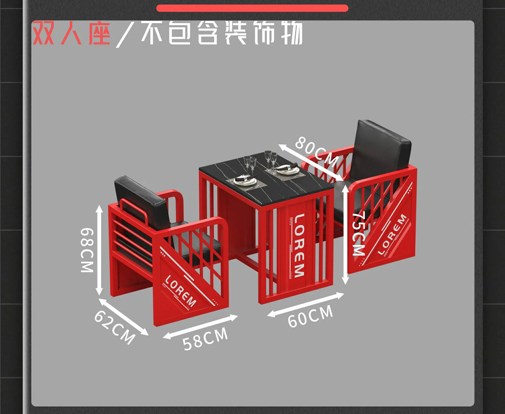 Industrial style booth bar Qingba retro wrought iron sofa coffee barbecue shop commercial restaurant dining table and chair