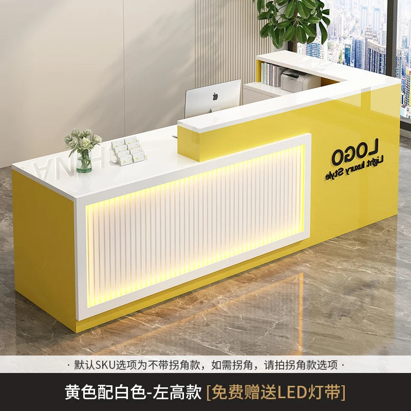 Luxury Simple Reception Desk Logo Salon Decorations Modern Reception Desk Office Beauty Mostrador Recepción Commercial Furniture