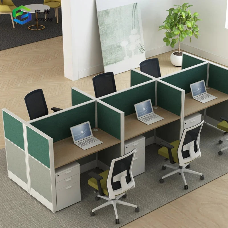 Cubicle Office Furniture Aluminum Profile Partition Modern 6 Person Workstation Desk