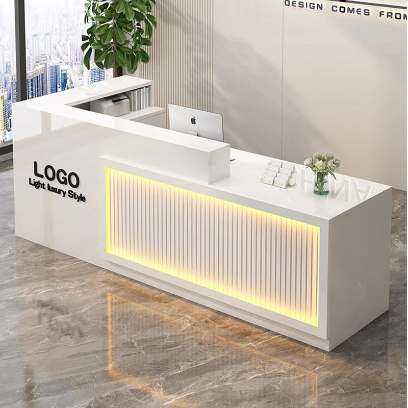 Luxury Simple Reception Desk Logo Salon Decorations Modern Reception Desk Office Beauty Mostrador Recepción Commercial Furniture