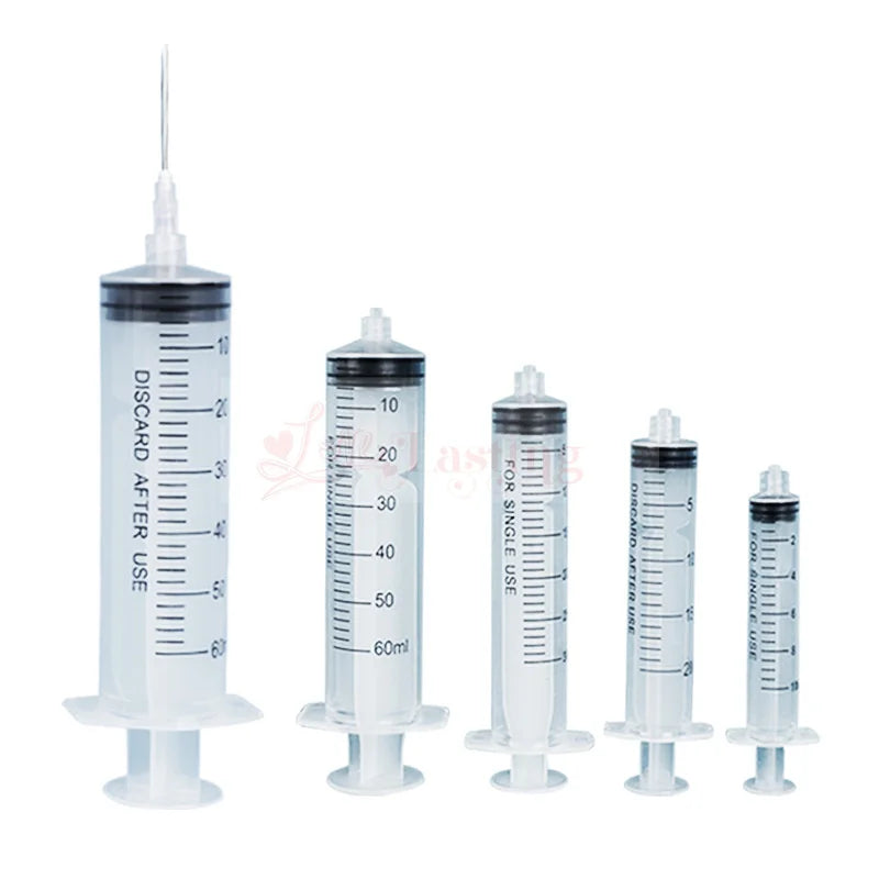 50pcs 1ml/3ml/5ml Plastic Disposable Injector Syringe For Refilling Measuring Nutrient Luer Lock Syringe Ink Injection Dental