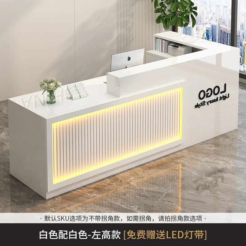 Luxury Simple Reception Desk Logo Salon Decorations Modern Reception Desk Office Beauty Mostrador Recepción Commercial Furniture