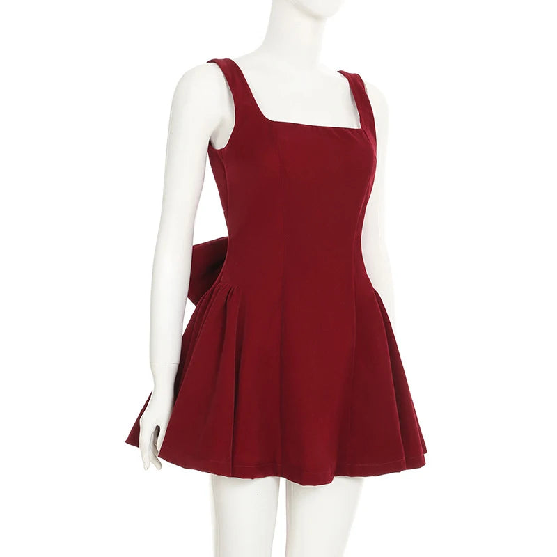Red Bowknot Mini Dress