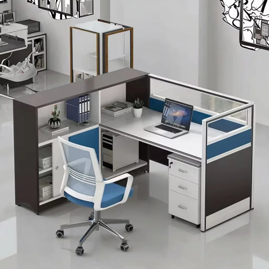 Modern Design Office Furniture Single-seat Employee Workstations Wooden Computer Desks and Office Desks with Storage Cabinets