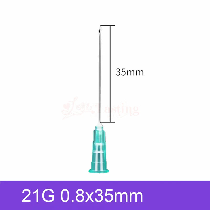 50pcs Pointed Injection Needle Dispensing Needle With Transparent Cap,16G 18G 20G 22G 25G Individually Packaged Syringe Tattoo