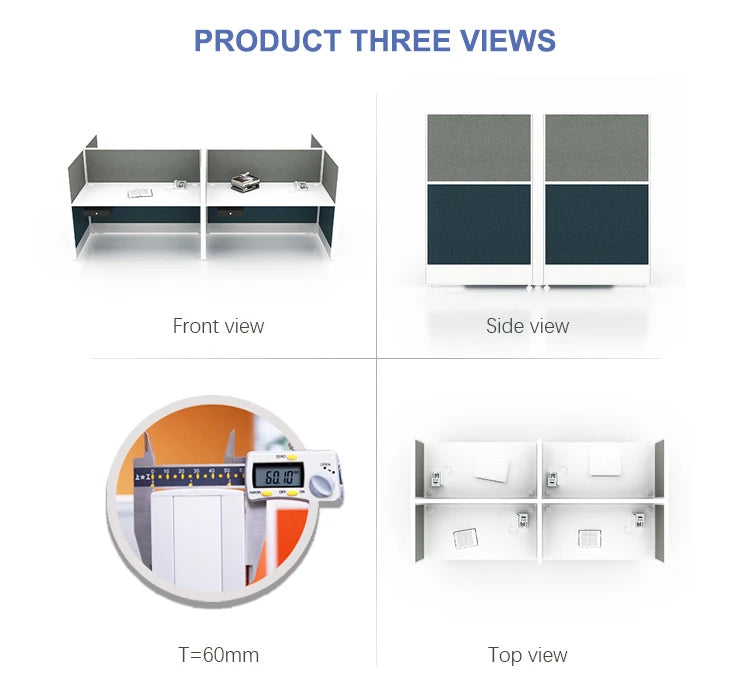 Cubicle Office Furniture Aluminum Profile Partition Modern 6 Person Workstation Desk