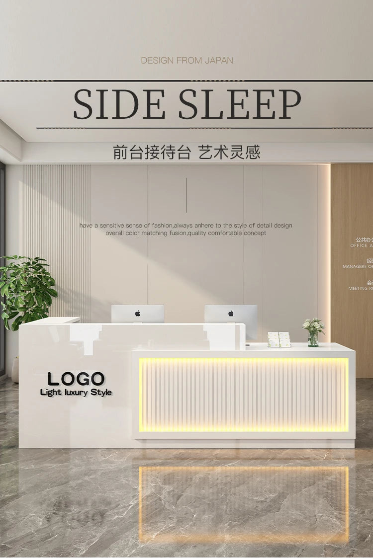 Luxury Simple Reception Desk Logo Salon Decorations Modern Reception Desk Office Beauty Mostrador Recepción Commercial Furniture