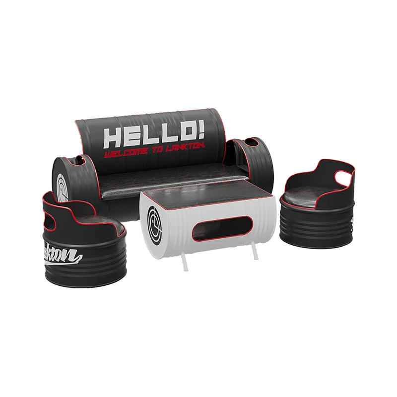 Industrial style sofa coffee table combination Internet celebrity creative bar clear bar milk tea shop table and chair oil drum