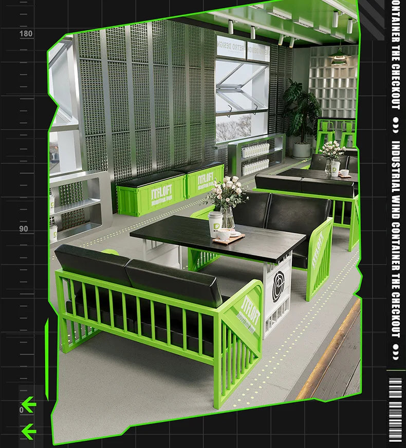 Industrial style Internet celebrity milk tea shop table and chair combination bar hot pot burger hotel coffee western restaurant