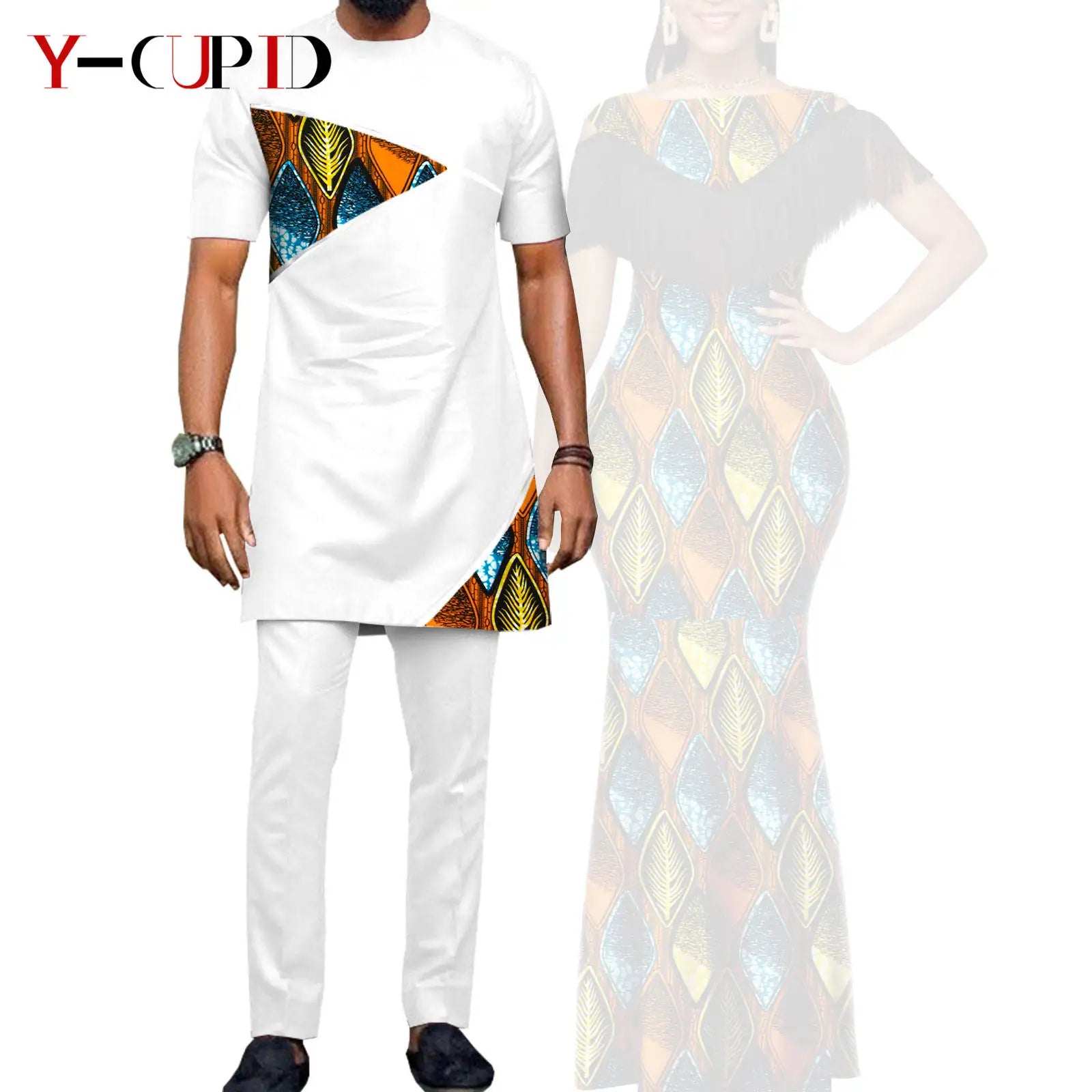 African Dresses for Women Matching Couple Outfits Bazin Riche Dashiki Slim Tassel Print Long Dresses for Party Vestidos Y23C009