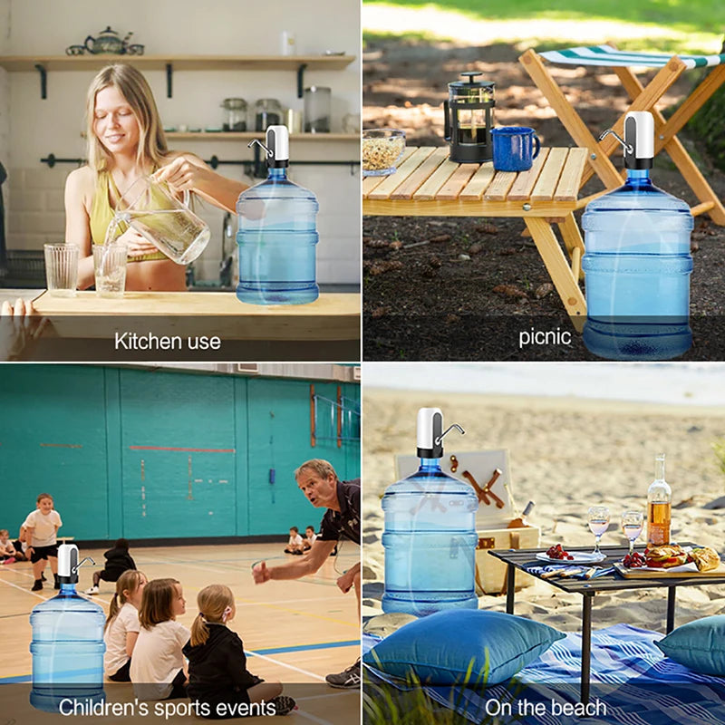 Portable Automatic Drinking Water Pump with Switch and USB Charging Mini Electric Water Dispenser for Universal 5 Gallon Bottle