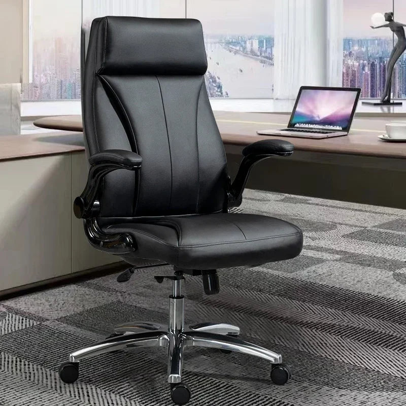 Genuine Leather Boss Chair, Office Chair, Comfortable for Long Periods of Sitting, Can Lie Down for Nap, Computer Swivel Chai