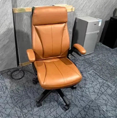 Genuine Leather Boss Chair, Office Chair, Comfortable for Long Periods of Sitting, Can Lie Down for Nap, Computer Swivel Chai