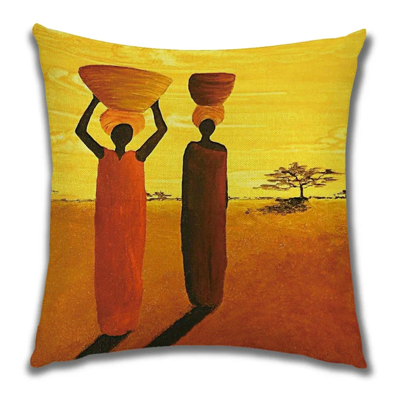 African Costume Clipart Throw Pillow 45x45 Africa Life Collection African Woman Pillowcase Sofa Car Decorative Cushion Cover