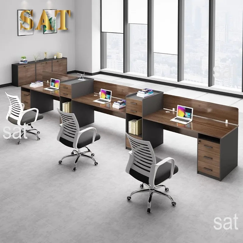 Moderne 6-Personen-Kombination Aus Einfachem Computer-Schreibtischs Tuhl Einzel-und Doppel-Face-to-Face-Design Eisen Modularer S