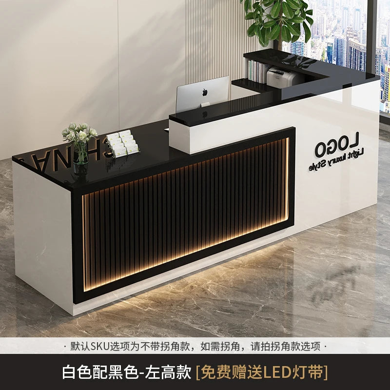 Luxury Simple Reception Desk Logo Salon Decorations Modern Reception Desk Office Beauty Mostrador Recepción Commercial Furniture