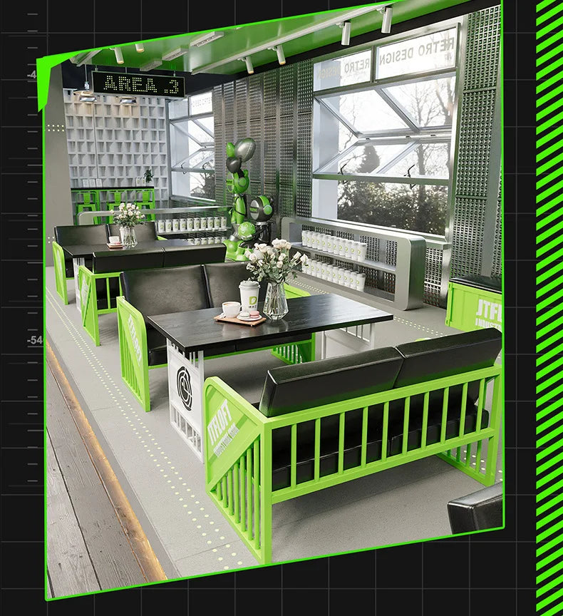 Industrial style Internet celebrity milk tea shop table and chair combination bar hot pot burger hotel coffee western restaurant