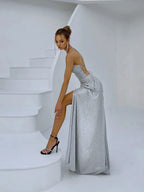 Female Evening Dress Dress 2025 Fashion New Spring And Autumn High Street Suspender Backless Sexy Split Flash Party Banquet