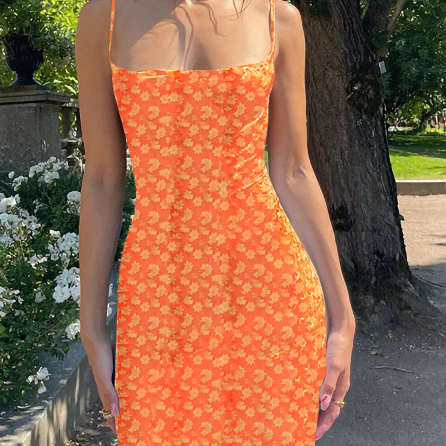 Backless Floral Bodycon Maxi