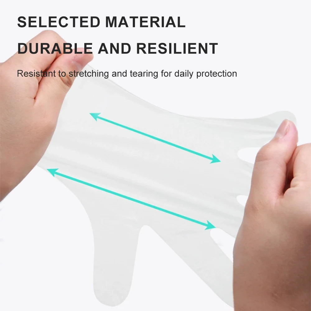 Cofoe 100Pcs Medical Grade Gloves TPE Disposable Gloves Transparent Non-Slip Acid Work Safety Food Grade Household