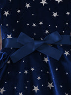 2025 New Year Dress for Girls Winter 3-6Y Kids Star Print Bowknot Long Sleeve Evening Dress Christmas Festive Dress for Girls