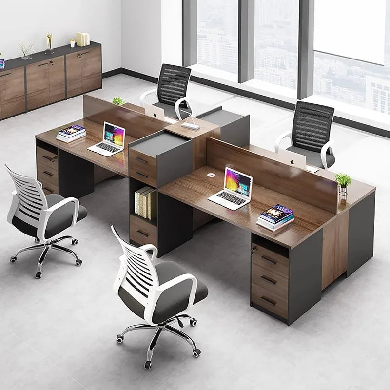 Moderne 6-Personen-Kombination Aus Einfachem Computer-Schreibtischs Tuhl Einzel-und Doppel-Face-to-Face-Design Eisen Modularer S