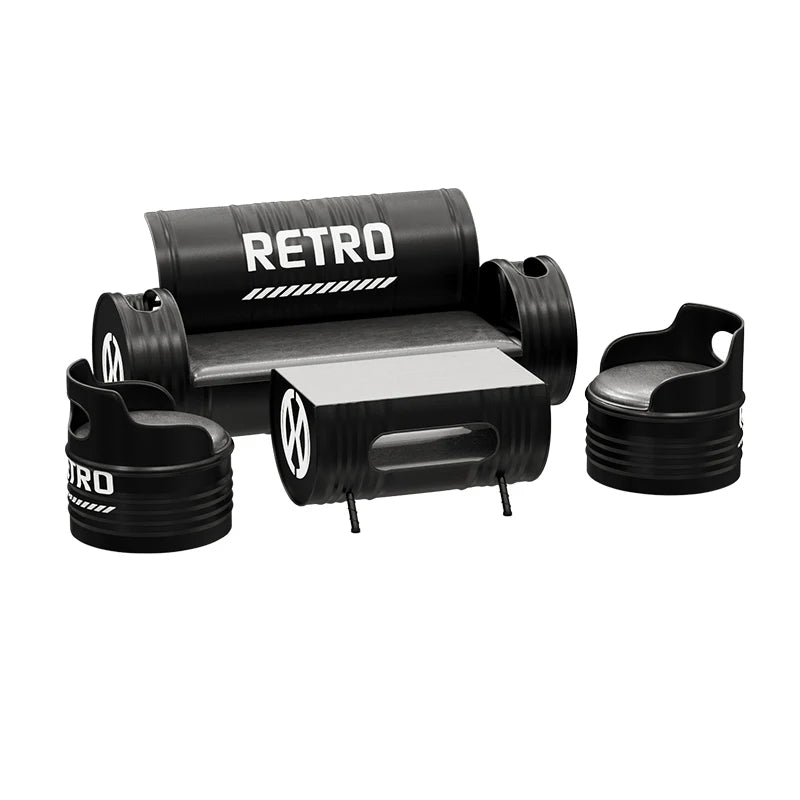 Industrial style sofa coffee table combination Internet celebrity creative bar clear bar milk tea shop table and chair oil drum