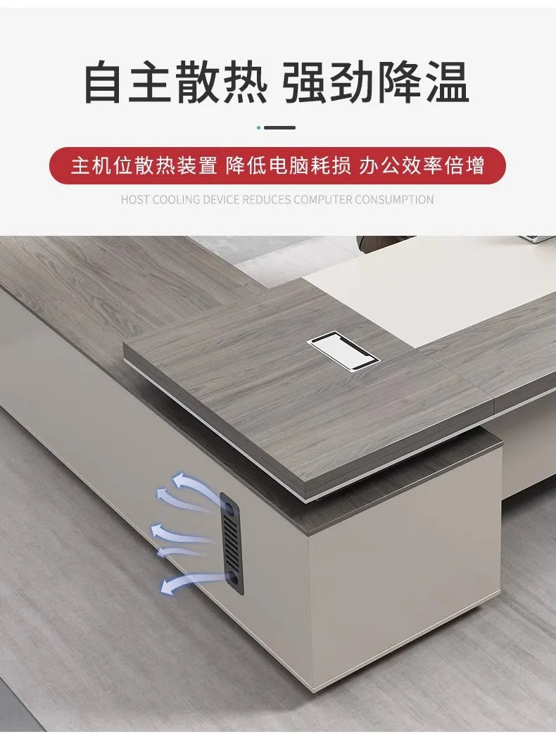 Light Luxury Boss Office Desk and Chair Combination Simple Modern President Desk Leadership Room Senior Fur