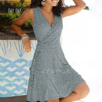 Dresses for Women 2025 Casual Plus Size Women's Floral Wrap V Neck Midi Dress A Line Swing Cap Sleeve Midi Vestidos De Fiesta