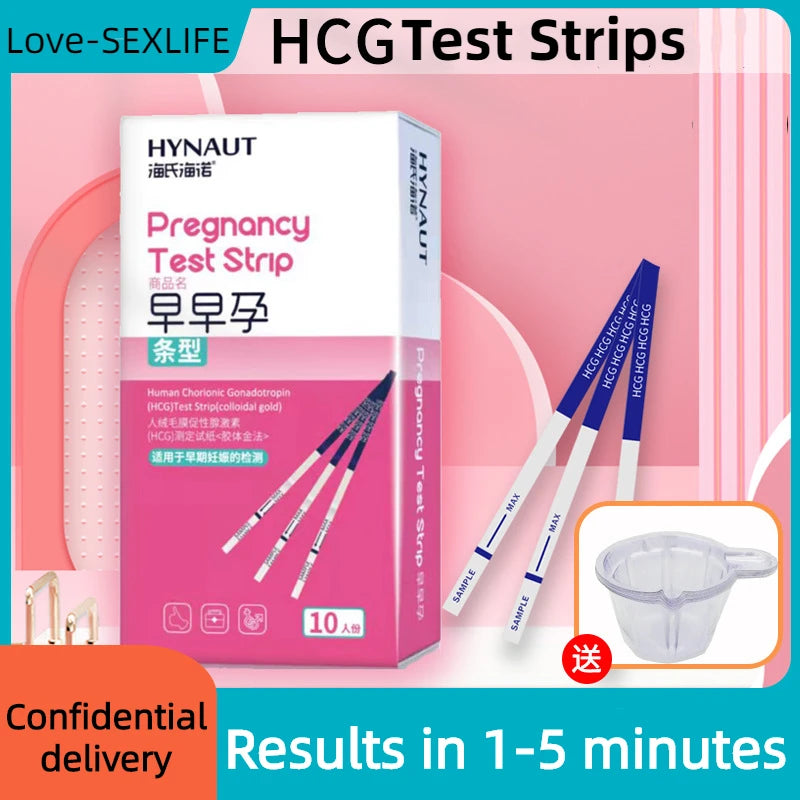 10pcs HCG Test Strips Early Pregnancy Testing Stick Kits Sexshop Women Home Privacy Self-Check Over 99% Accuracy Urinal Test Set