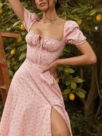 2025 New Fashion Women Floral Print Elegant A Line Long Dresses Casual Spring Summer Chic Party Maxi Dress  Robe Femme