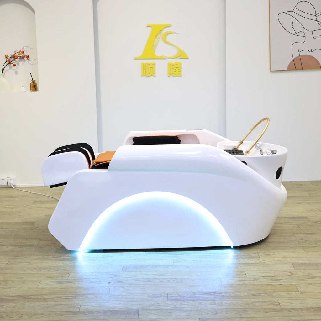 Plug In Automatic Massage Shampoo Bed Built in Electric Massager, Hair Salon Head SPA Hydrotherapy Commercial Salon Furniture