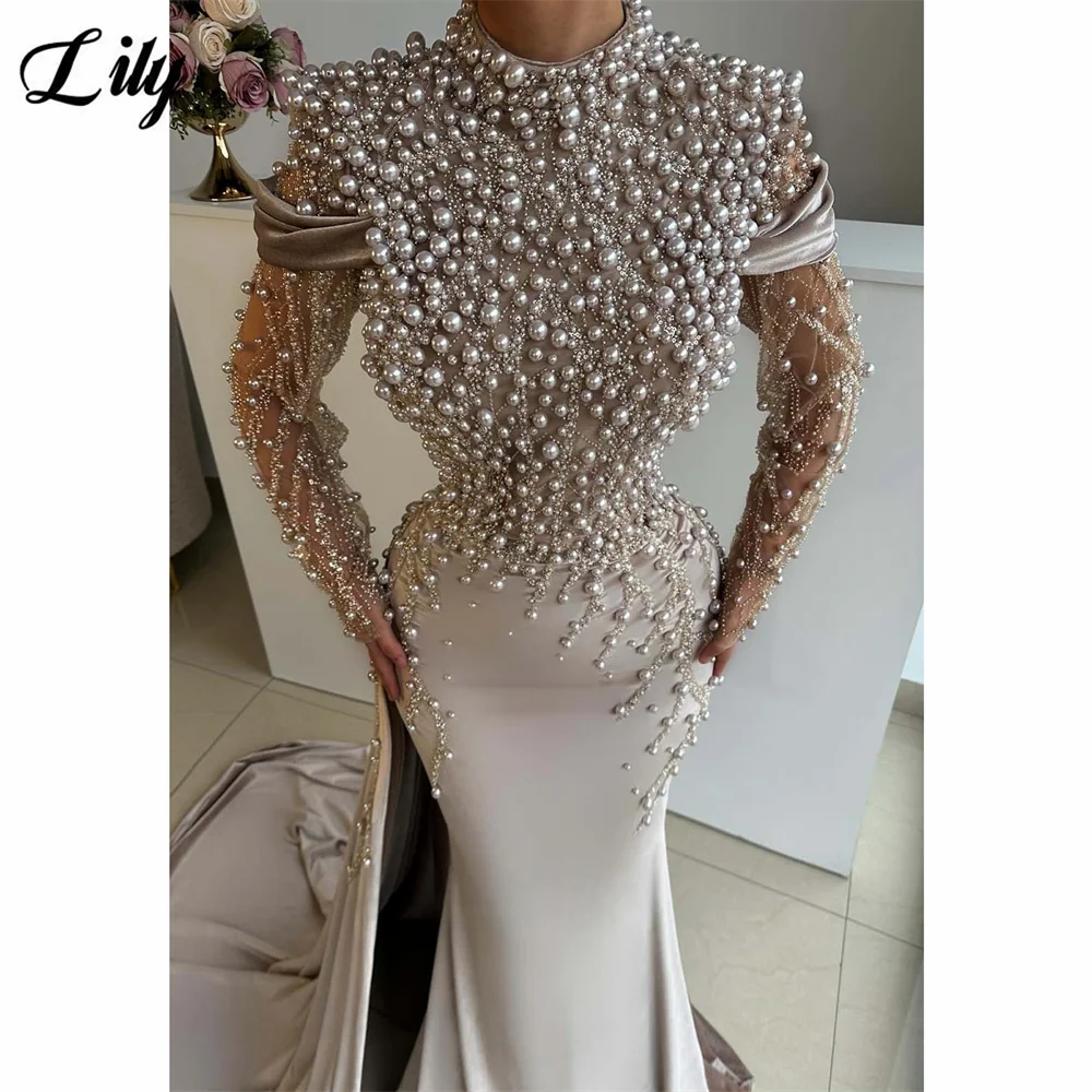 Beige Satin Mermaid Dress
