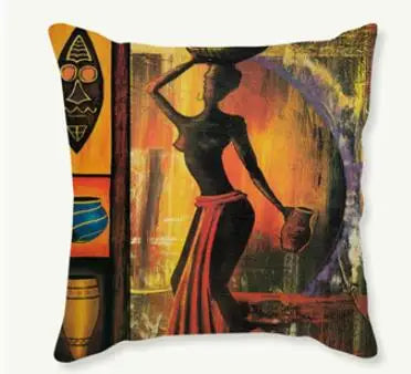 African Costume Clipart Throw Pillow 45x45 Africa Life Collection African Woman Pillowcase Sofa Car Decorative Cushion Cover