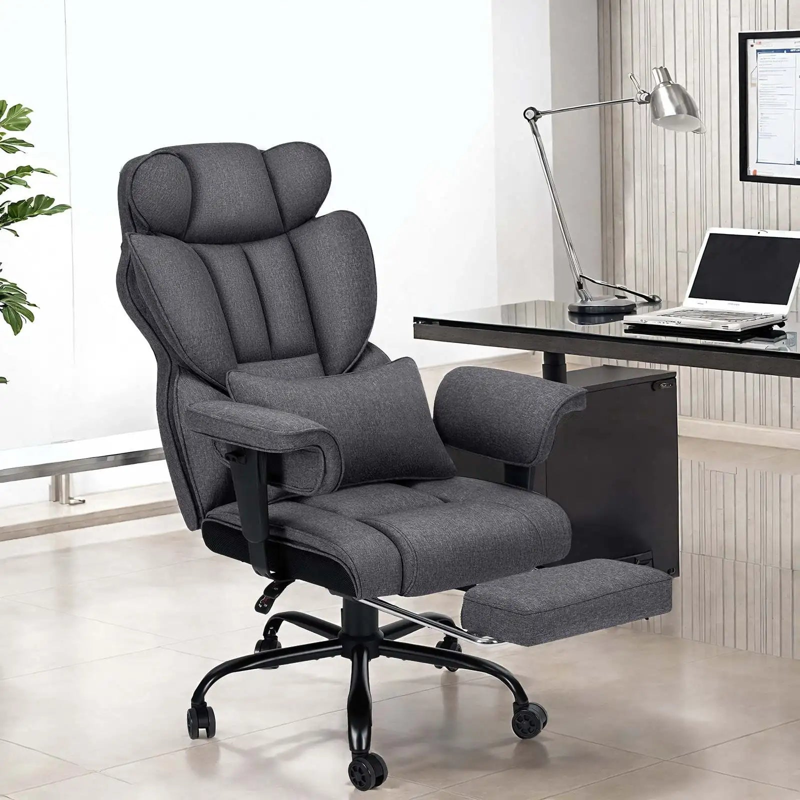 Big and Tall High Back Executive Task Chair Linen Fabric Breathable Keeping you cool Home Office Chairs