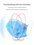 10/200PC Masks Surgical Disposable 3-layer Face Mask Breathable Mask With Elastic Earband Breathable Adult Medical Mouth Mask