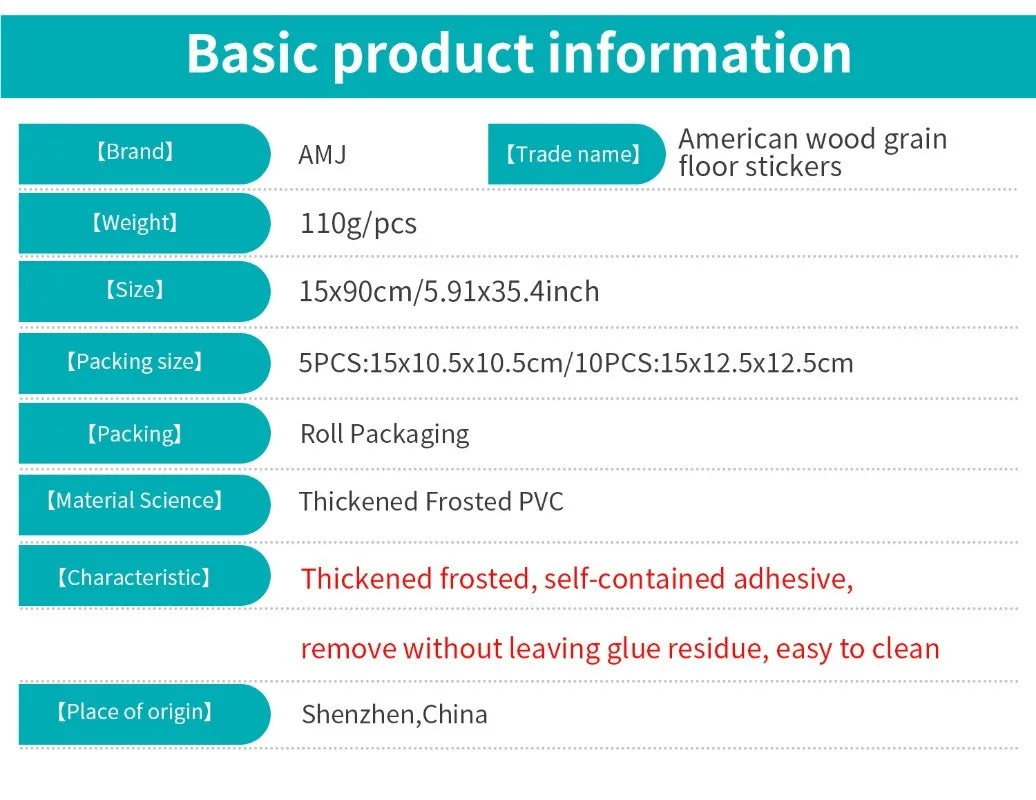 15x90cm Waterproof 3D Self-Adhesive thick Wood Grain Floor sticker Wallpaper Wall Sticker Living Room Toilet Kitchen Home Decor