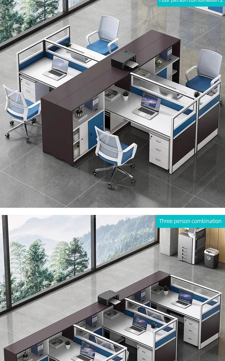 Modern Design Office Furniture Single-seat Employee Workstations Wooden Computer Desks and Office Desks with Storage Cabinets