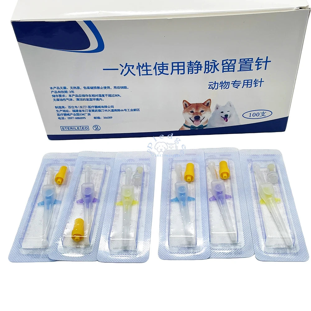 2PCS/5PCS/12PCS Animal Nasolacrimal Duct & IV Infusion Winged IV Catheter with Heparin Lock for Pet Animal Infusion 22G 24G 26G