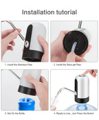 Portable Automatic Drinking Water Pump with Switch and USB Charging Mini Electric Water Dispenser for Universal 5 Gallon Bottle