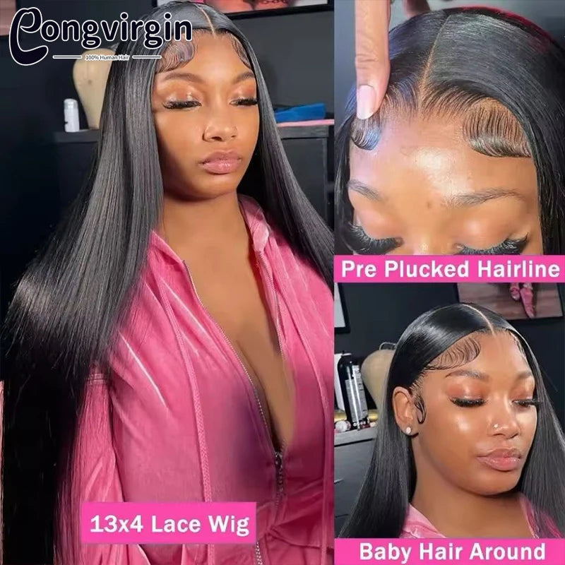 5x5 Glueless Wig Human Hair Ready To Wear Pre-Cut Lace Wear And Go Glueless Wigs Straight Lace Front Human Hair Wig For Women