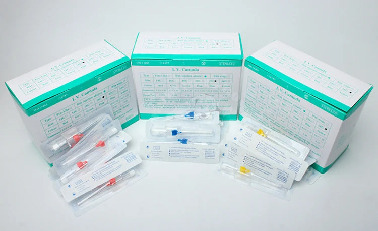 50pcs IV Cannula With Injection Port 20G 22G 24G Butterfly IV Catheter Veterinary Supplies