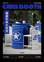 Industrial Style Coffee Shop Courtyard Leisure Area Outdoor Iron Oil Drum Tables and Chairs