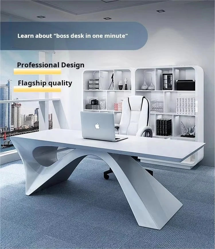 Modern new president's office desk and chair white high-end design office furniture