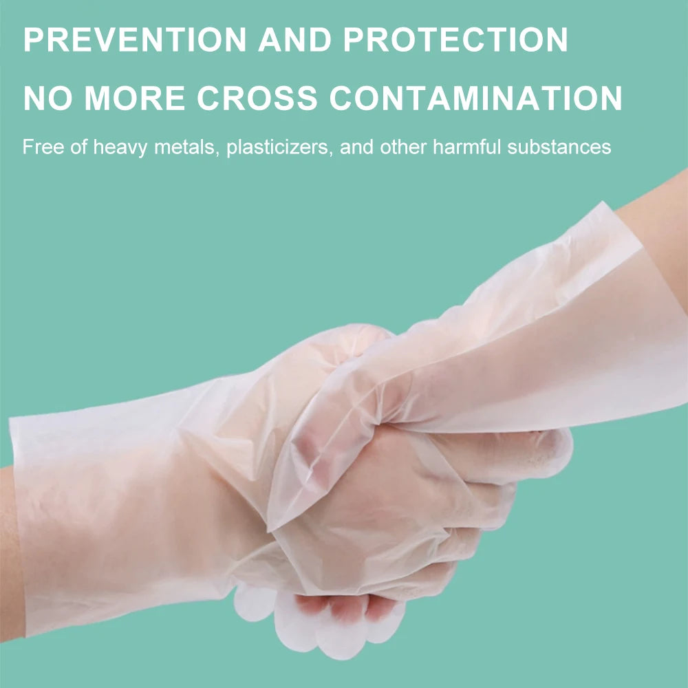 Cofoe 100Pcs Medical Grade Gloves TPE Disposable Gloves Transparent Non-Slip Acid Work Safety Food Grade Household
