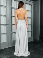 Female Evening Dress Dress 2025 Fashion New Spring And Autumn High Street Suspender Backless Sexy Split Flash Party Banquet